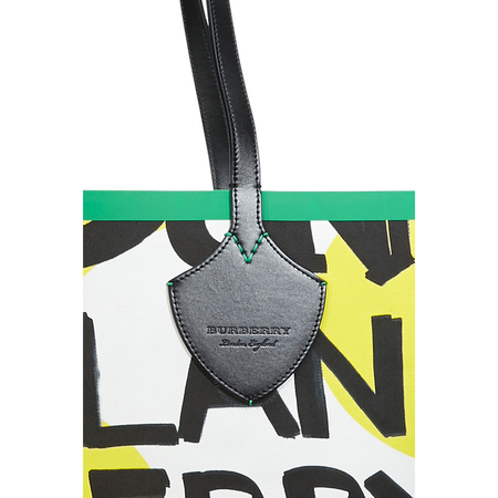Burberry Large Graffiti Print Cotton Tote- Black/Green 4075825