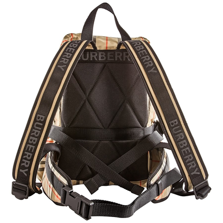 Burberry Logo Print Icon Stripe Nylon Backpack in Archive Beige 8014751