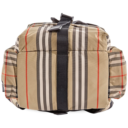 Burberry Logo Print Icon Stripe Nylon Backpack in Archive Beige 8014751