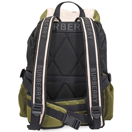Burberry Logo Print Tri-Tone Nylon Backpack- Rose Beige 8010502