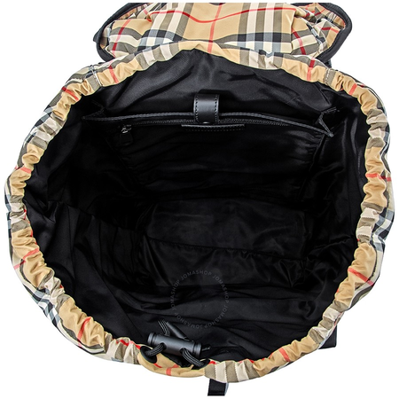 Burberry Logo Print Vintage Check Backpack- Archive Beige 8010372