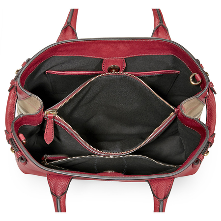 Burberry Medium Banner Leather and House Check Tote - Russet Red 4024087