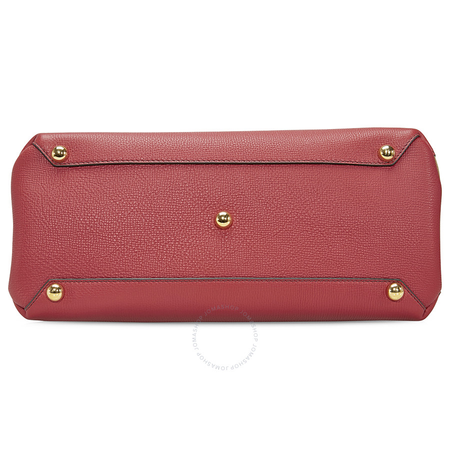 Burberry Medium Banner Leather and House Check Tote - Russet Red 4024087