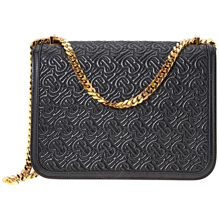 Burberry Medium Quilted Monogram Lambskin TB Bag- Black 8014931