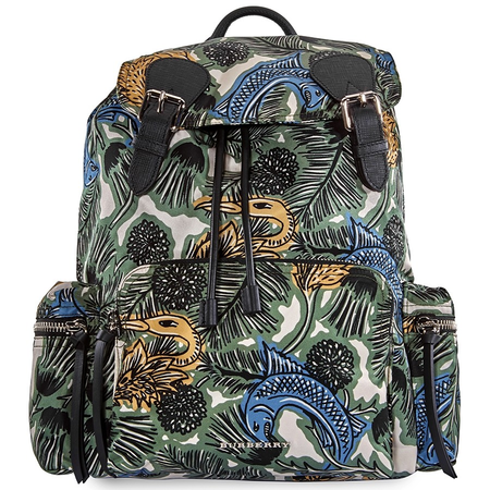 Burberry Men's Backpack Rucksack Green Beast Print Rucksack 4051931