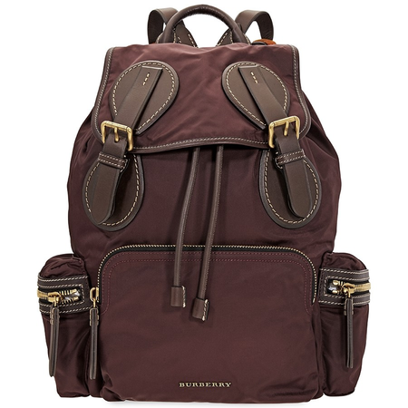 Burberry Men's Backpack Burgundy Nylon Equestrian Rucksack 4064866