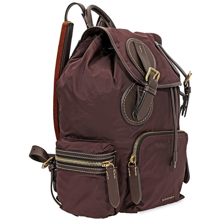 Burberry Men's Backpack Burgundy Nylon Equestrian Rucksack 4064866