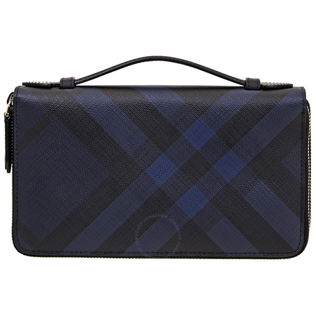 Burberry Men's Travel Organizer Wallet London Check Navy Reeves 3998948