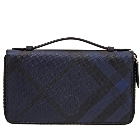 Burberry Men's Travel Organizer Wallet London Check Navy Reeves 3998948