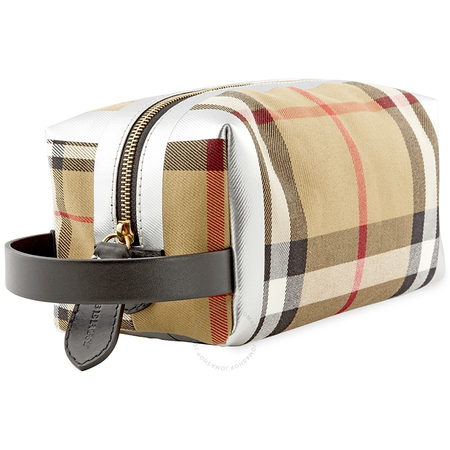 Burberry Metallic Detail Vintage Check Pouch in Black/Silver 8006293