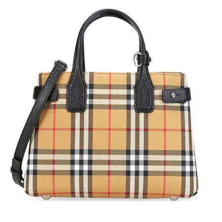 Burberry Small Banner in Vintage Check and Leather- Black 4076948