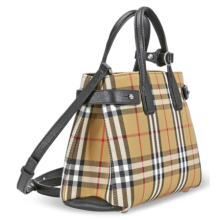 Burberry Small Banner in Vintage Check and Leather- Black 4076948