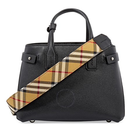 Burberry Small Banner Leather Tote- Black 4076748