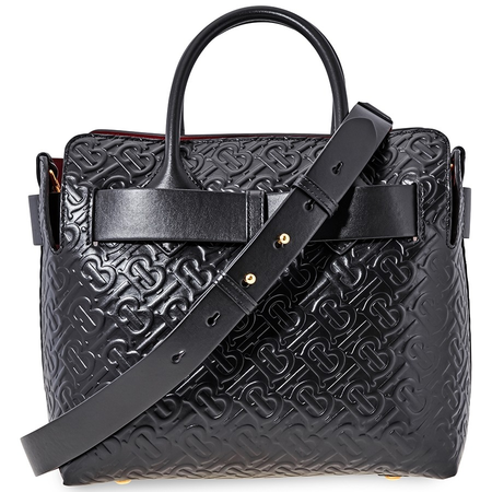 Burberry Small Monogram Leather Triple Stud Belt Bag- Black 8010011