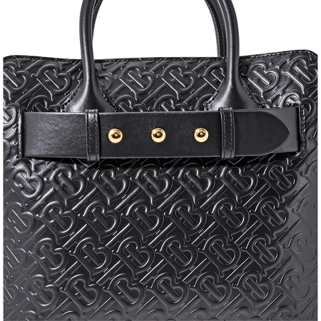 Burberry Small Monogram Leather Triple Stud Belt Bag- Black 8010011