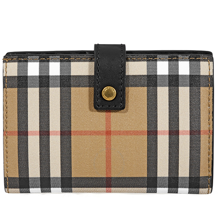 Burberry Vintage Check and Leather Folding Wallet- Black 4073137