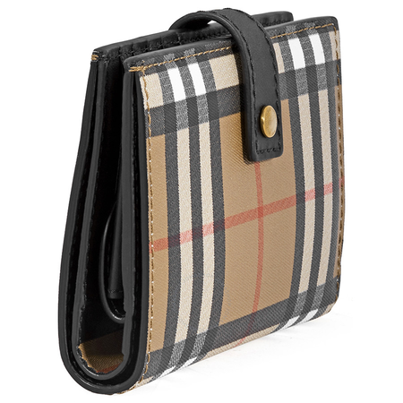 Burberry Vintage Check and Leather Folding Wallet- Black 4073137