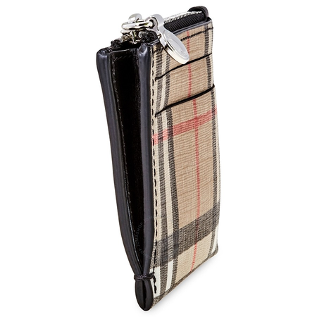 Burberry Vintage Check and Leather Zip Card Case- Black 8015133
