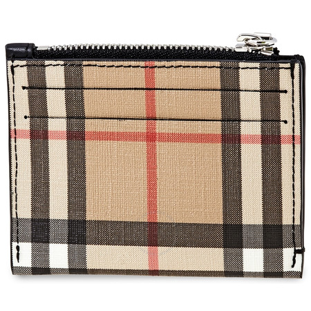 Burberry Vintage Check and Leather Zip Card Case- Black 8015133
