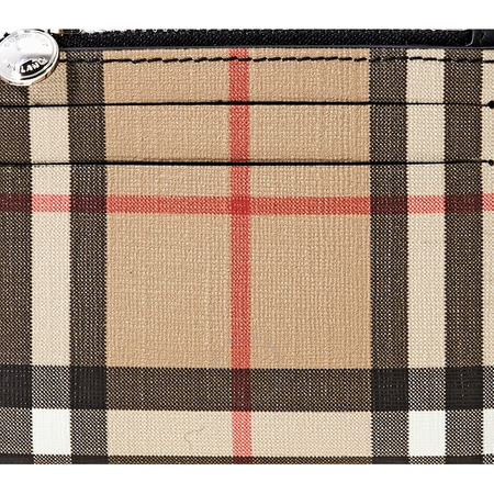 Burberry Vintage Check and Leather Zip Card Case- Black 8015133