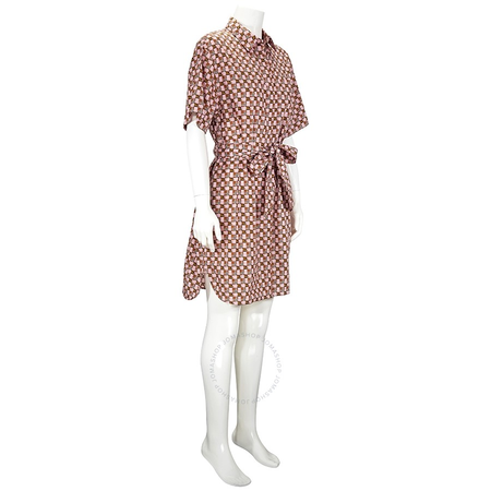 Burberry Womens Burberry Tiled Archive Print Cotton Shirt Dress 8002887