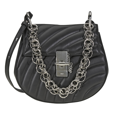 Chloe Drew Bijou Quilted Leather Shoulder Bag- Black CHC18US106A08 001