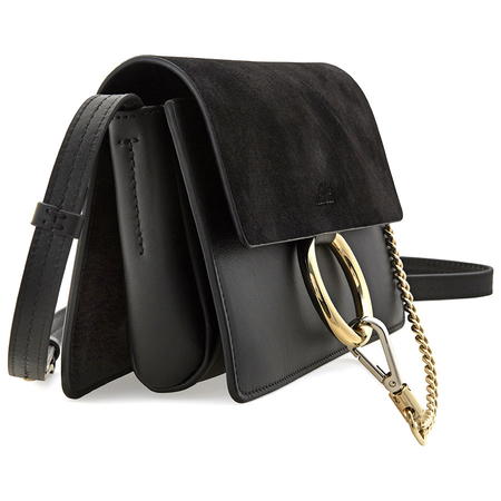 Chloe Faye Small Suede Calfskin Shoulder Bag - Black C15US127H2O-001