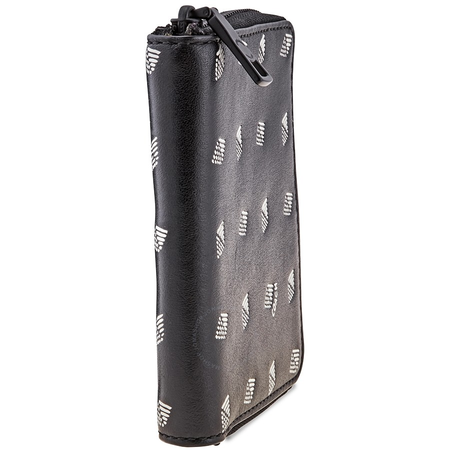 Coach Men's Zip Around Wallet Leather Black/White Small Zip Dot Dia Leather 29695 L77