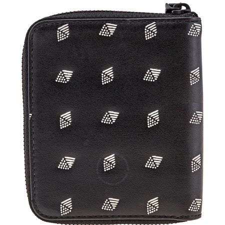 Coach Men's Zip Around Wallet Leather Black/White Small Zip Dot Dia Leather 29695 L77