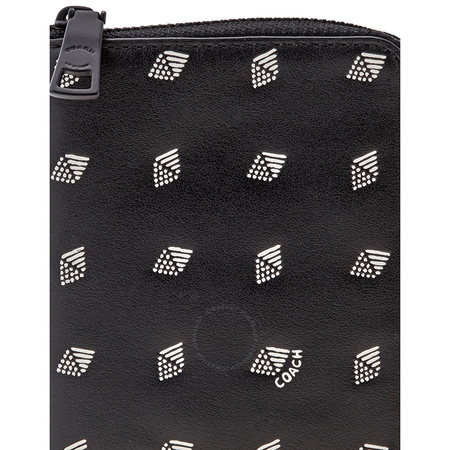 Coach Men's Zip Around Wallet Leather Black/White Small Zip Dot Dia Leather 29695 L77