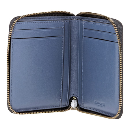 Coach Men's Zip Around Wallet Leather Graphite Small Zip Ikt Geo Leather 29696 GPH