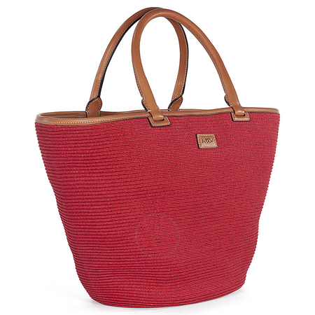 Emilio Pucci Large Red Woven Raffia Tote Handbag 41BE86-336