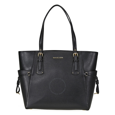 Michael Kors Voyager Textured Crossgrain Leather Tote- Black 30H7GV6T9L-001