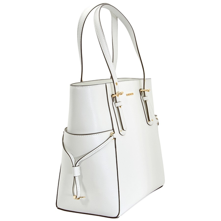 Michael Kors Voyager Textured Crossgrain Leather Tote- White 30H7GV6T9L-085