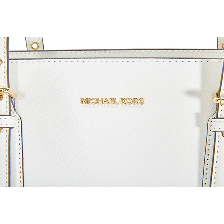 Michael Kors Voyager Textured Crossgrain Leather Tote- White 30H7GV6T9L-085
