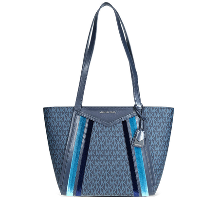 Michael Kors Whitney Small Signature Logo Print Tote- Blue/Multi 30F8SN1T0B-473