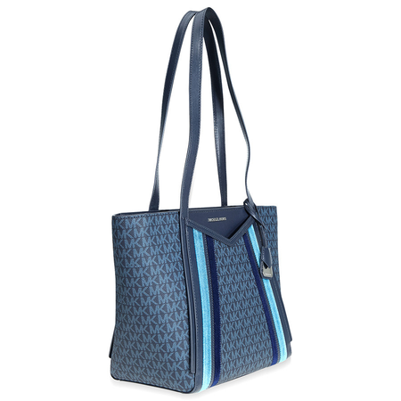 Michael Kors Whitney Small Signature Logo Print Tote- Blue/Multi 30F8SN1T0B-473