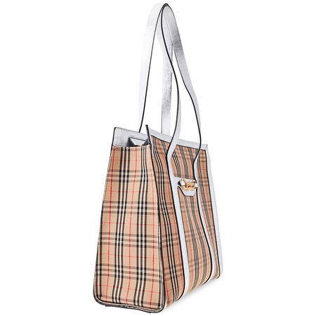 Burberry The Small 1983 Check Link Tote Bag- Silver 8006439