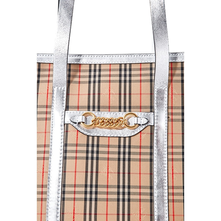 Burberry The Small 1983 Check Link Tote Bag- Silver 8006439