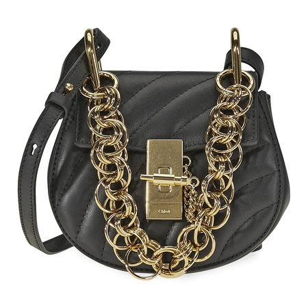 Chloe Drew Bijou Quilted Leather Shoulder Bag- Black CHC18US108A04 001