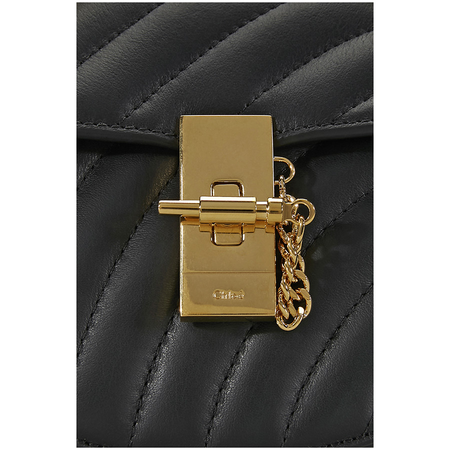 Chloe Drew Bijou Quilted Leather Shoulder Bag- Black CHC18US108A04 001