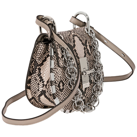 Chloe Drew Bijou Snakeskin Textured Leather Shoulder Bag- Eternal Grey CHC18AS109A31 091