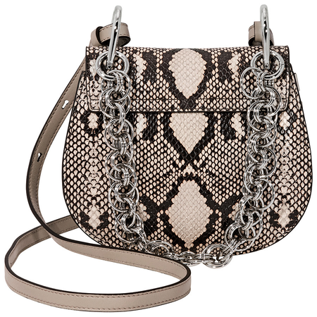 Chloe Drew Bijou Snakeskin Textured Leather Shoulder Bag- Eternal Grey CHC18AS109A31 091