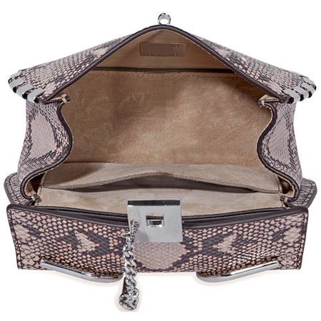 Chloe Drew Bijou Snakeskin Textured Leather Shoulder Bag- Eternal Grey CHC18AS109A31 091
