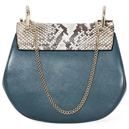 Chloe Drew Python Print Shoulder Bag- Silver Blue 3S1031H8V BI2