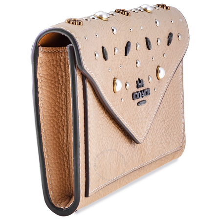 Coach Ladies Continental Leather Wallet- Beige Prairie Rivet 29716 DKEQO