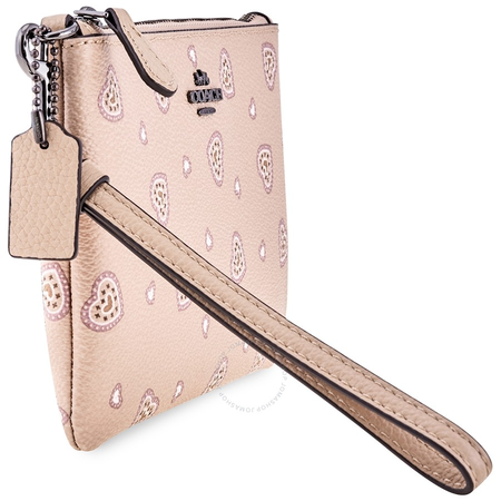 Coach Ladies Leather Beige Heart Small Wristlet 29667 DKNQ1