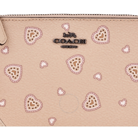 Coach Ladies Leather Beige Heart Small Wristlet 29667 DKNQ1