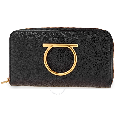 Ferragamo Gancini Zip Around Wallet Black 22D291 716198 22D291 716198