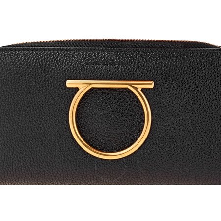 Ferragamo Gancini Zip Around Wallet Black 22D291 716198 22D291 716198